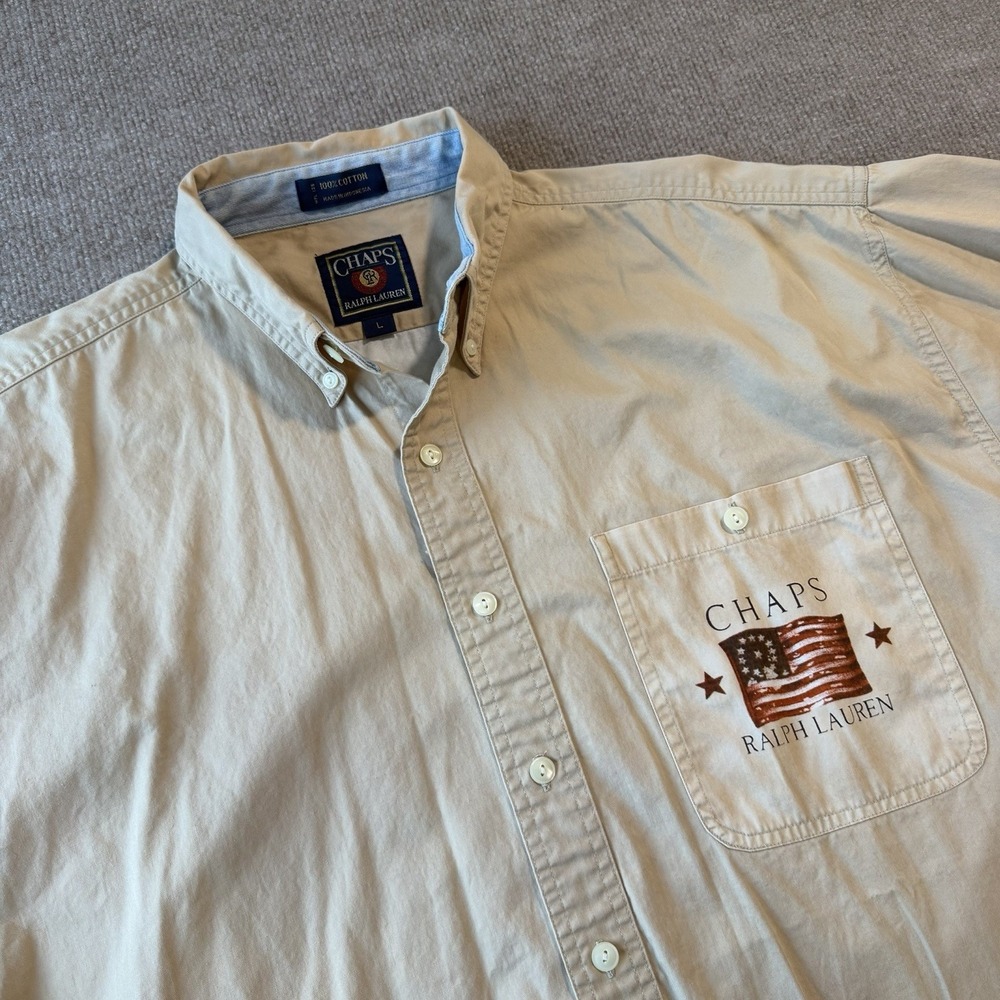 Vintage Chaps Ralph Lauren Sailing US Flag Button Up Shirt Size L‎